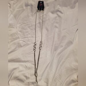 5 for $25 | Paparazzi Long Chain Hoop Necklace with Double Hoop Dangle Earrings